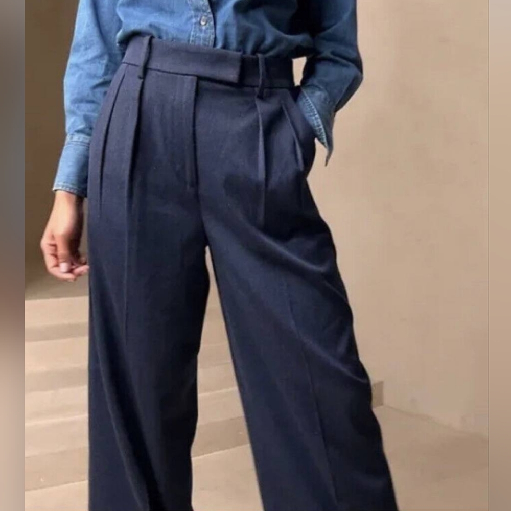 Banana Republic High Waisted Wide Leg Italian Marino Pant in Indigo (NWT)